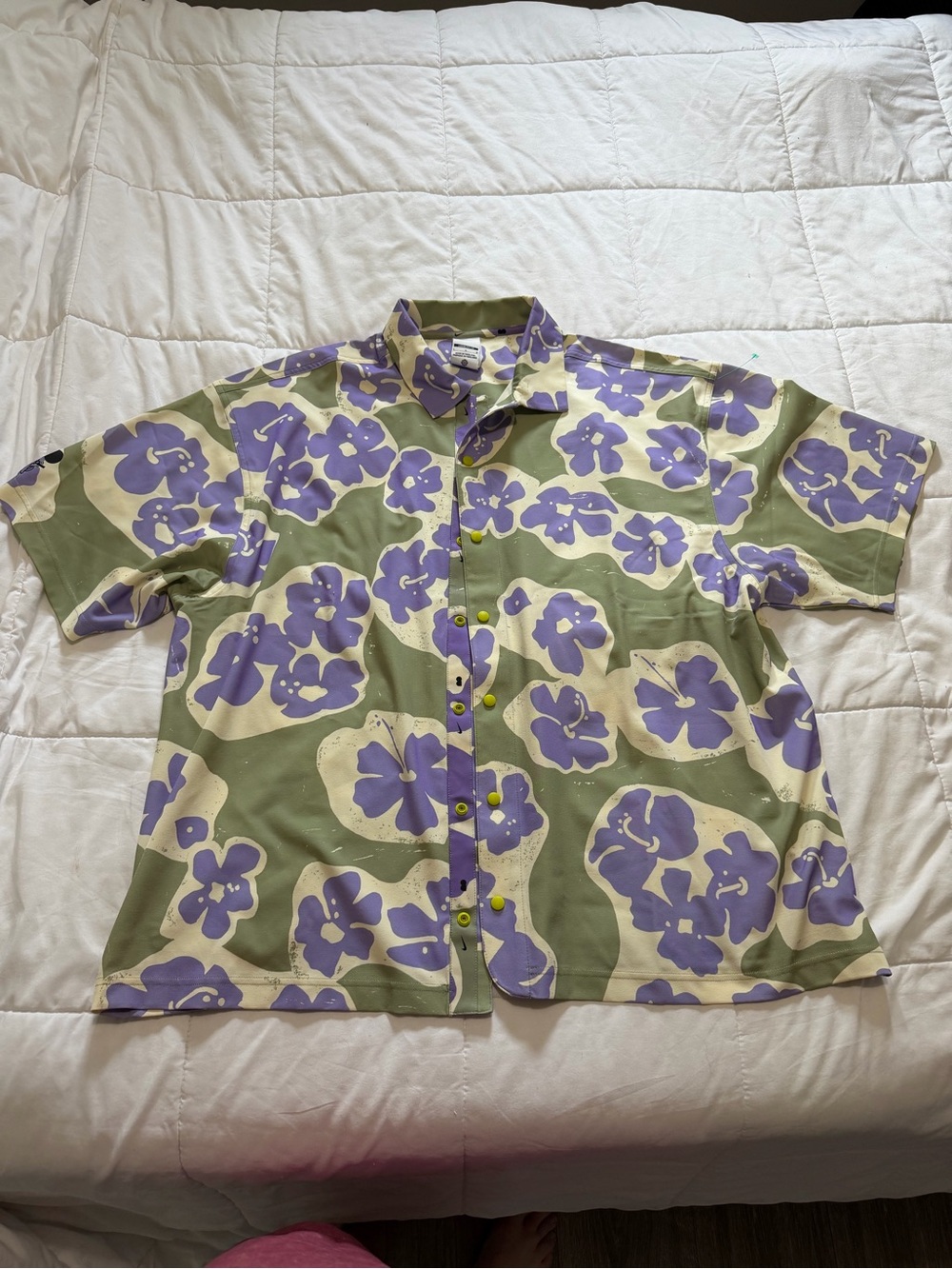Nike NAOMI OSAKA Oversized Green Purple Floral Tropical Hawaiian Shirt L